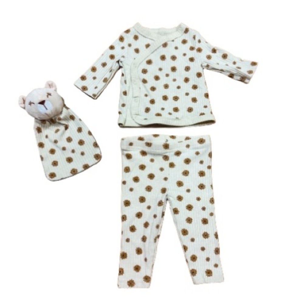 DreamGro 3-Piece Boho Floral Outfit & Plush Baby Girl 0-3M